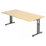 Scrivania regolabile in altezza MEGA 2E G con piano in legno d'acero e struttura grigio grafite di hjh OFFICE PRO
