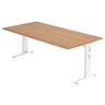 Scrivania regolabile in altezza MEGA 2E W in noce e bianco con piano rettangolare di hjh OFFICE PRO