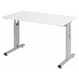 Scrivania regolabile in altezza MEGA 612 S in bianco e argento con piano rettangolare di hjh OFFICE PRO