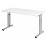 Scrivania regolabile in altezza MEGA 614 S con piano bianco e struttura argento di hjh OFFICE PRO
