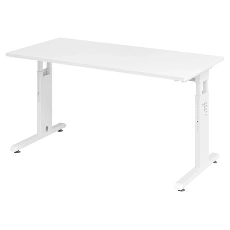 Scrivania regolabile in altezza MEGA 614 W di colore bianco con piano rettangolare di hjh OFFICE PRO