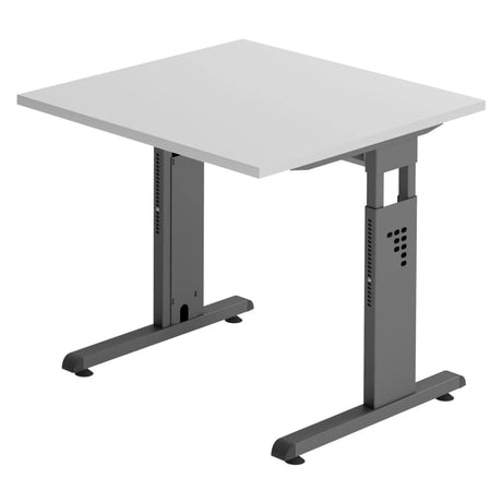Scrivania regolabile in altezza MEGA 8 G in grigio e grafite con piano quadrato di hjh OFFICE PRO
