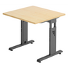 Scrivania regolabile in altezza MEGA 8 G con piano in legno d'acero e struttura grigio grafite di hjh OFFICE PRO