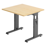Scrivania regolabile in altezza MEGA 8 G con piano in legno d'acero e struttura grigio grafite di hjh OFFICE PRO
