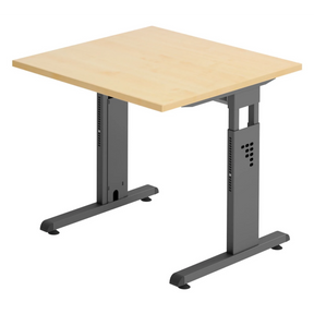 Scrivania regolabile in altezza MEGA 8 G con piano in legno d'acero e struttura grigio grafite di hjh OFFICE PRO