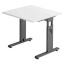 Scrivania regolabile in altezza MEGA 8 G con piano bianco e struttura grafite di hjh OFFICE PRO