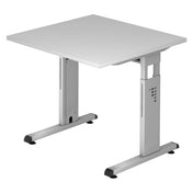 Scrivania regolabile in altezza MEGA 8 S in grigio e argento con piano quadrato di hjh OFFICE PRO