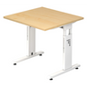 Scrivania regolabile in altezza MEGA 8 W in acero e bianco con piano quadrato di hjh OFFICE PRO