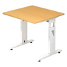 Scrivania regolabile in altezza MEGA 8 W con piano color faggio e struttura bianca di hjh OFFICE PRO