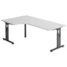 Scrivania a L MEGA 82 G in grigio e grafite con struttura regolabile in altezza di hjh OFFICE PRO