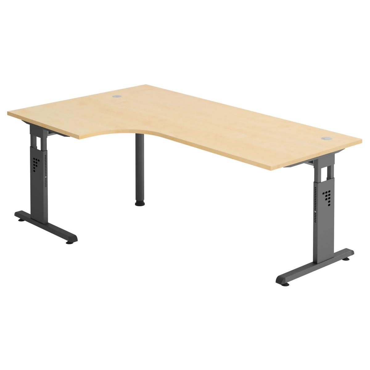 Scrivania a L MEGA 82 G in effetto acero con struttura nera di hjh OFFICE PRO