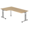 Scrivania a L MEGA 82 S effetto rovere con gambe argentate di hjh OFFICE PRO