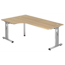 Scrivania a L MEGA 82 S effetto rovere con gambe argentate di hjh OFFICE PRO
