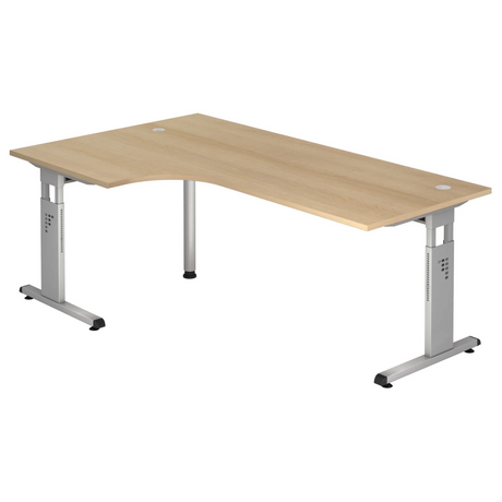 Scrivania a L MEGA 82 S effetto rovere con gambe argentate di hjh OFFICE PRO