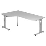Scrivania a L MEGA 82 S in grigio e argento con gambe regolabili in altezza di hjh OFFICE PRO