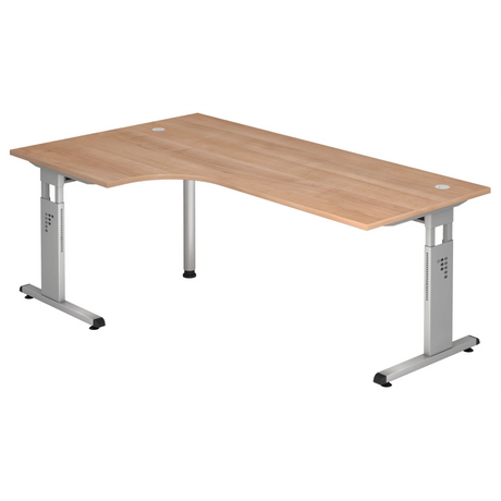 Scrivania a L MEGA 82 S effetto noce con struttura argento di hjh OFFICE PRO
