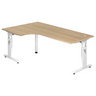 Scrivania a L MEGA 82 W con piano color rovere e struttura bianca di hjh OFFICE PRO