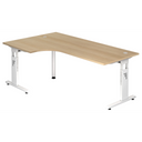 Scrivania a L MEGA 82 W con piano color rovere e struttura bianca di hjh OFFICE PRO