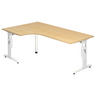 Scrivania a L MEGA 82 W in acero e bianco con struttura regolabile in altezza di hjh OFFICE PRO