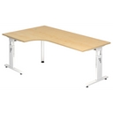 Scrivania a L MEGA 82 W in acero e bianco con struttura regolabile in altezza di hjh OFFICE PRO