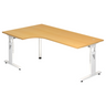 Scrivania a L MEGA 82 W in faggio e bianco con struttura regolabile in altezza di hjh OFFICE PRO