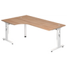 Scrivania a L MEGA 82 W effetto noce con struttura bianca di hjh OFFICE PRO