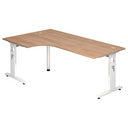 Scrivania a L MEGA 82 W effetto noce con struttura bianca di hjh OFFICE PRO