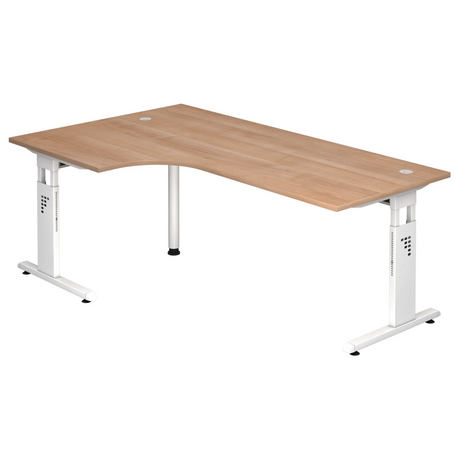 Scrivania a L MEGA 82 W effetto noce con struttura bianca di hjh OFFICE PRO