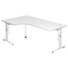 Scrivania a L MEGA 82 W in bianco con struttura regolabile in altezza di hjh OFFICE PRO