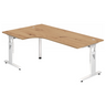 Scrivania a L MEGA 82 W in rovere rustico con struttura bianca di hjh OFFICE PRO