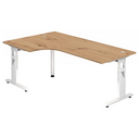 Scrivania a L MEGA 82 W in rovere rustico con struttura bianca di hjh OFFICE PRO