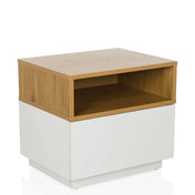 Tavolino MELMO in bianco e rovere con un vano aperto di hjh LIVING