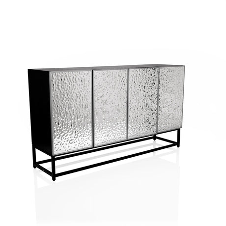 Cassettiera METALLIO in nero e argento con frontali strutturati su struttura nera di hjh LIVING