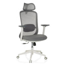 Sedia da ufficio professionale MIKEO G in grigio con schienale in rete e base bianca di hjh OFFICE