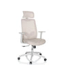 Sedia Home Office MIKEO W in tessuto beige con poggiatesta e braccioli bianchi di hjh OFFICE