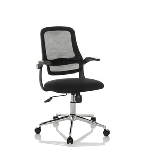 Sedia Home Office MIKO B ECO nera con schienale in rete e base lucida di hjh OFFICE