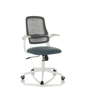 Sedia Home Office MIKO W ECO con schienale in rete grigia e struttura bianca di hjh OFFICE