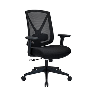 Sedia da ufficio professionale Mirou in nero con schienale in rete e braccioli di hjh OFFICE