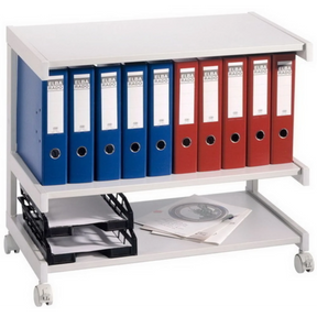 Carrello da ufficio grigio MOBIL 18B3 con due ripiani e quattro ruote di hjh OFFICE PRO