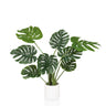 Piante artificiali verdi MONSTERA I con grandi foglie in un semplice vaso bianco di hjh OFFICE