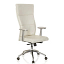 Poltrona di lusso MONZA 20 con rivestimento bianco crema e base cromata di hjh OFFICE