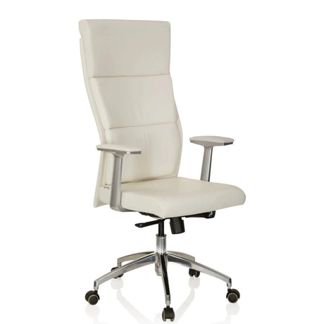 Poltrona di lusso MONZA 20 con rivestimento bianco crema e base cromata di hjh OFFICE