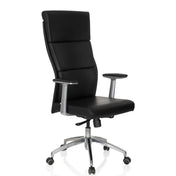 Poltrona di lusso MONZA 20 con rivestimento nero, braccioli e base a cinque razze di hjh OFFICE