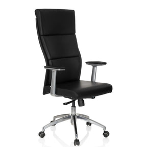 Poltrona di lusso MONZA 20 con rivestimento nero, braccioli e base a cinque razze di hjh OFFICE