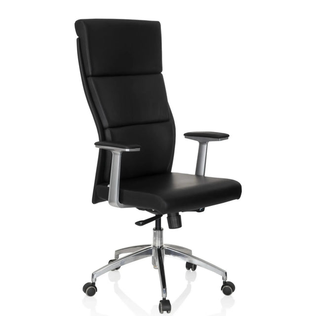 Poltrona di lusso MONZA 20 con rivestimento nero, braccioli e base a cinque razze di hjh OFFICE