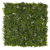 Pannello vegetale verde MORE GREEN I con fitte foglie di felce e piccoli fiori bianchi di hjh OFFICE