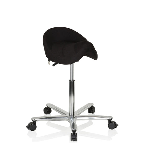Sgabello a sella MOVE-TEC 3D PRO I nero con base a stella cromata e ruote di hjh OFFICE