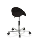 Sgabello a sella MOVE-TEC 3D PRO I nero con base a stella cromata e ruote di hjh OFFICE