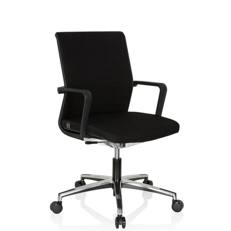 Sedia da ufficio professionale MOVE-TEC 3D nera con braccioli e base a stella lucida di hjh OFFICE