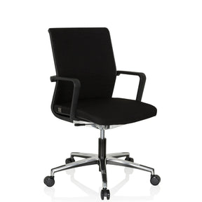 Sedia da ufficio professionale MOVE-TEC 3D nera con braccioli e base a stella lucida di hjh OFFICE